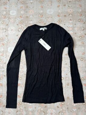Joah Brown Black Long-Sleeve Crewneck Top
